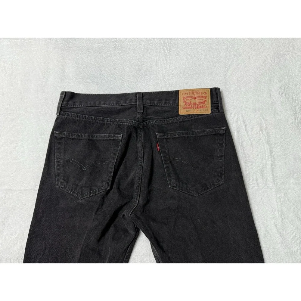 Levis 505 Jeans Mens 33x30‎ Black Regular Straight Mid Rise Dark Wash